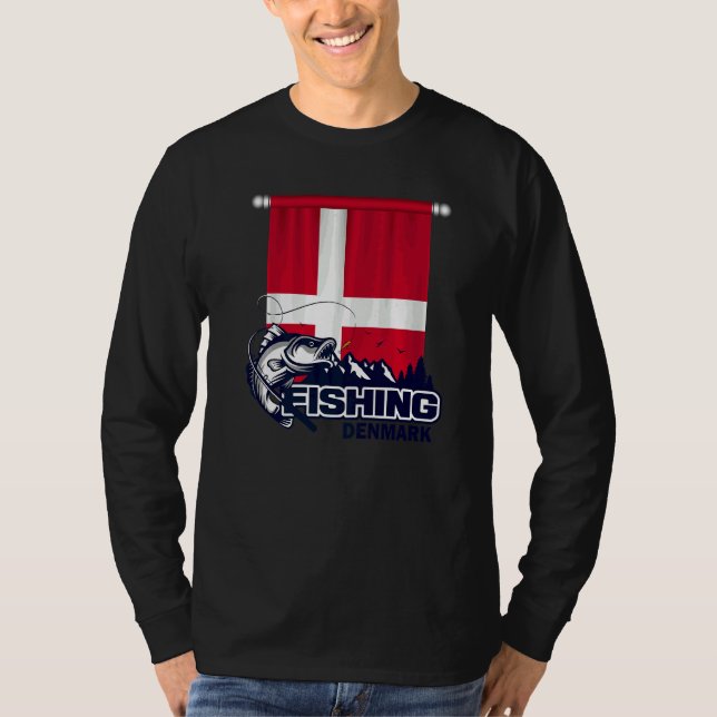 Flag Of Denmark  Fishing In Denmark  Denmark Fishi T-Shirt (Front)