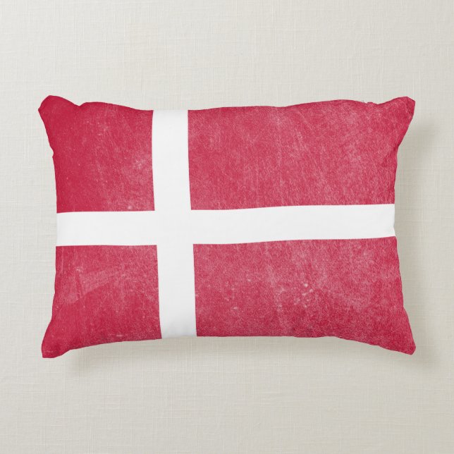 Flag of Denmark Grunge Decorative Pillow (Front)