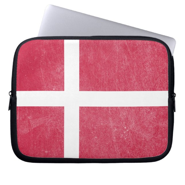Flag of Denmark Grunge Laptop Sleeve (Front)