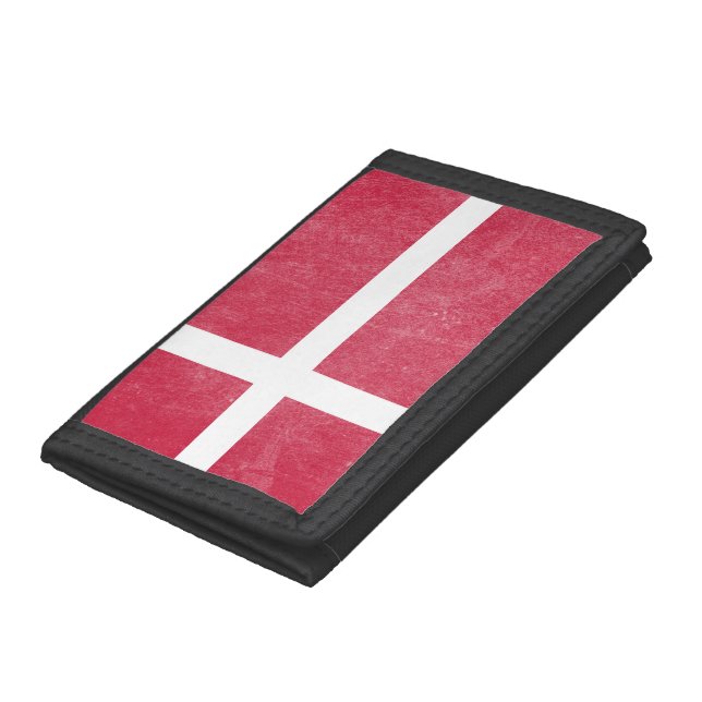 Flag of Denmark Grunge Trifold Wallet (Bottom)