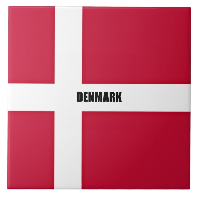 Flag of Denmark, labeled, Ceramic Tile (Front)