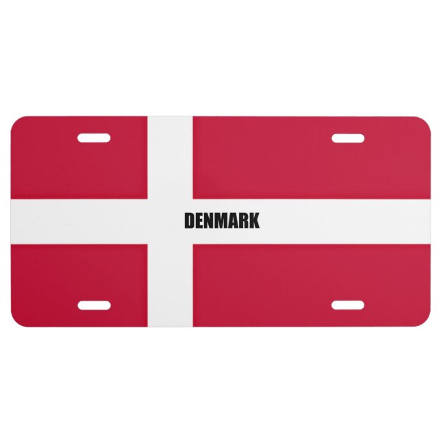 Flag of Denmark, labeled,   License Plate (Front)