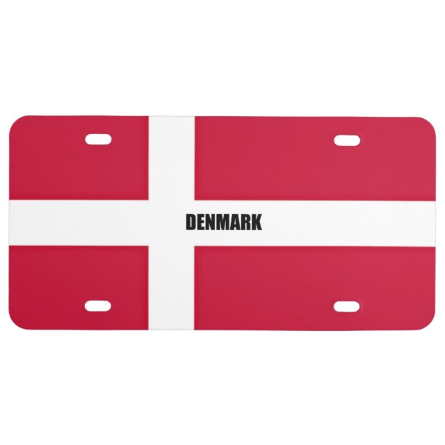 Flag of Denmark, labeled,  License Plate (Front)