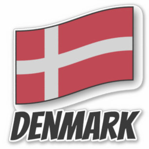 Flag of Denmark, labeled Sticker