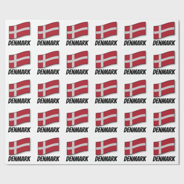 Flag of Denmark, Labeled Wrapping Paper (Flat)
