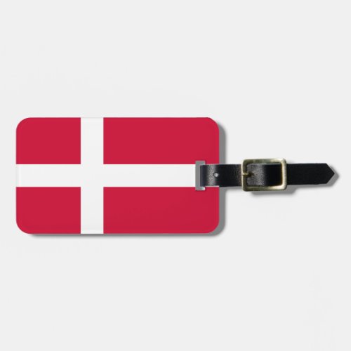 Flag of Denmark Luggage Tag w leather strap