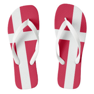 Flag of Denmark or Danish Cloth Flip Flops