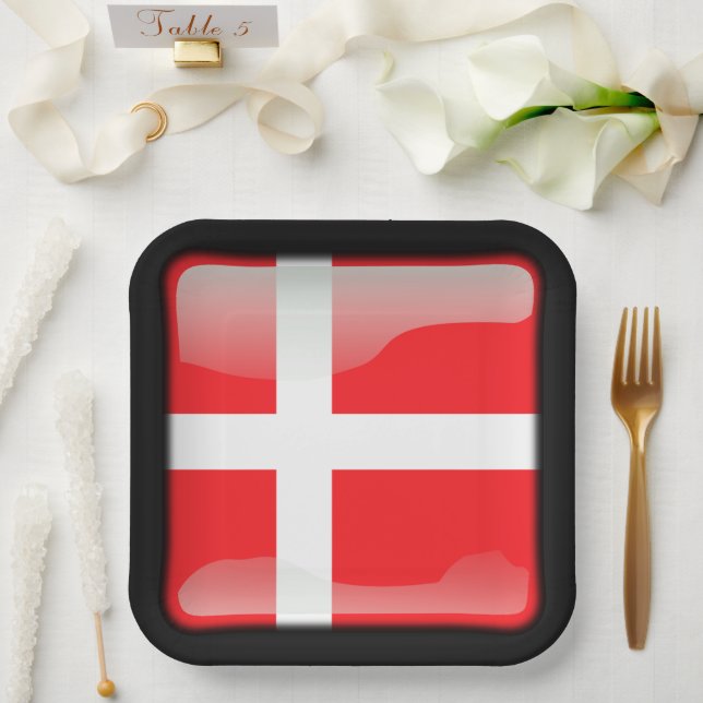 Flag of Denmark Paper Plates (Wedding)