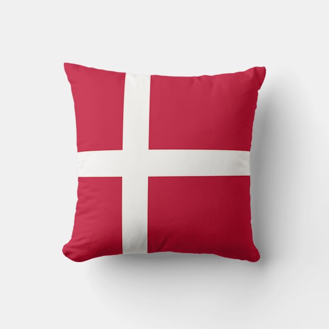 Flag of Denmark - Scandinavian cross Throw Pillow (Front)