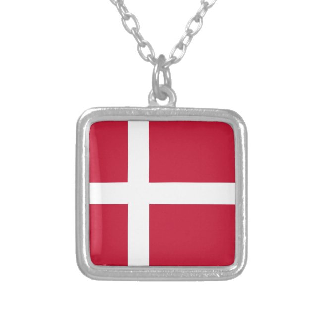 Flag of Denmark Silver Plated Necklace (Front)