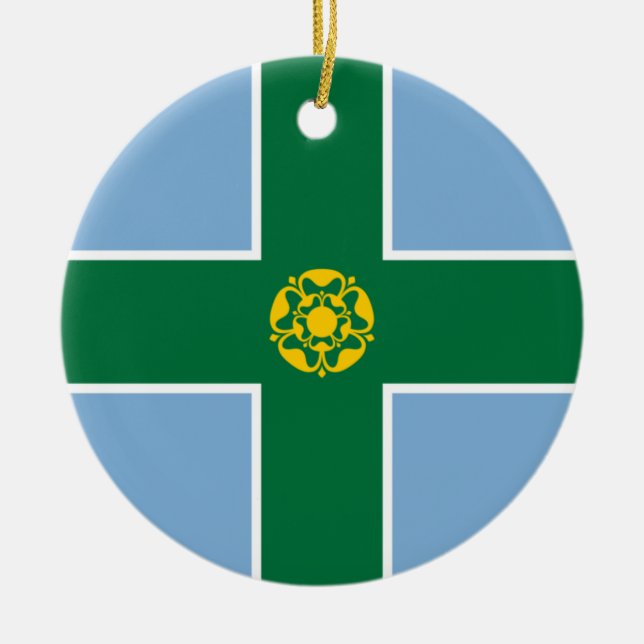 Flag of Derbyshire (County of England, UK) Ceramic Ornament (Front)