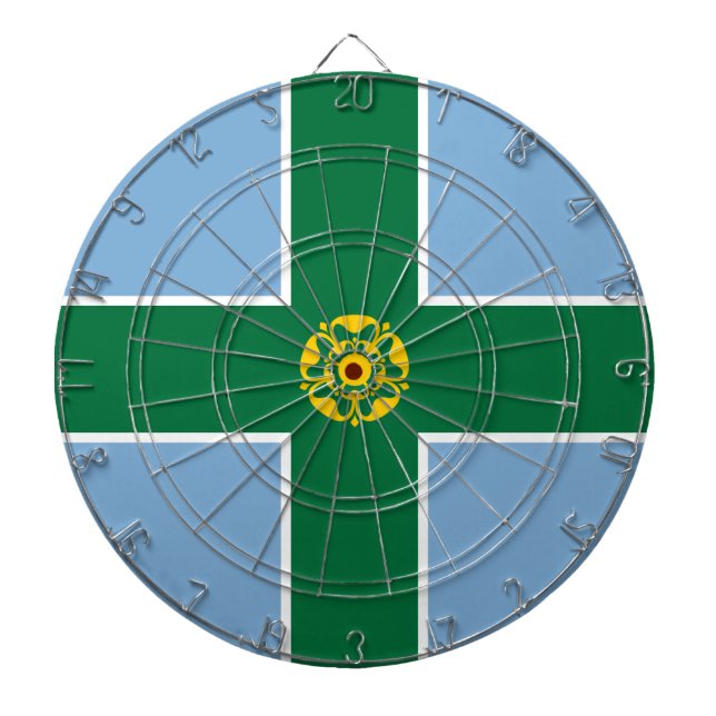 Flag of Derbyshire (County of England, UK) Dart Board (Front)