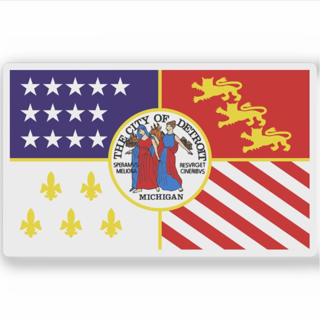 Flag of Detroit, Michigan (1976–2000), USA Sticker (Front)
