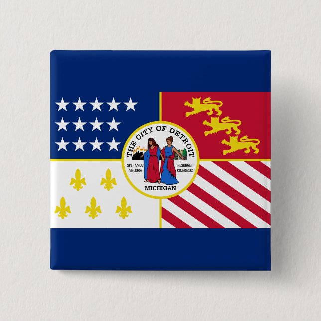 Flag of Detroit, Michigan Button (Front)
