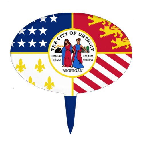 Flag of Detroit Michigan Cake Topper