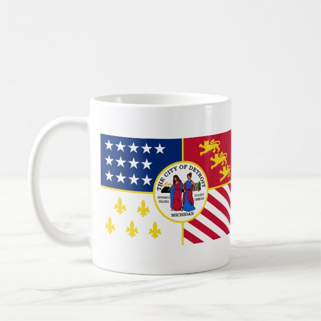 Flag of Detroit, Michigan Coffee Mug (Left)