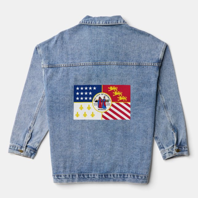 Flag of Detroit, Michigan  Denim Jacket (Back)