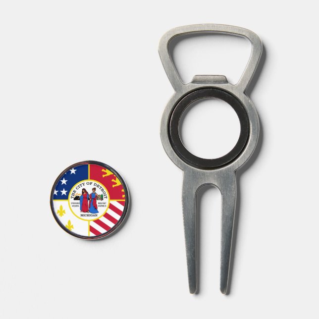 Flag of Detroit, Michigan  Divot Tool (Front (Open))