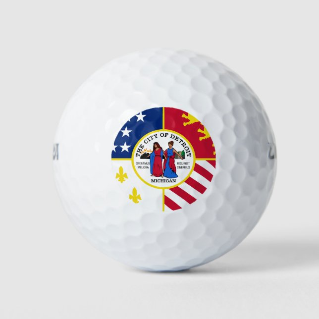 Flag of Detroit, Michigan Golf Balls (Front)