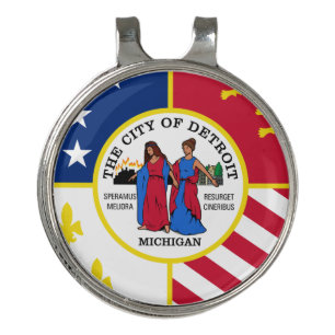 Flag of Detroit, Michigan Golf Hat Clip