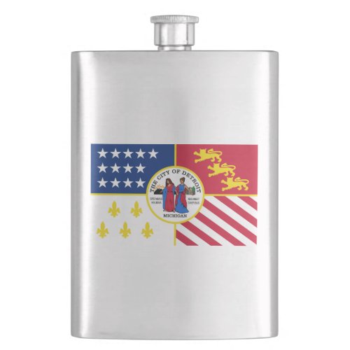 Flag of Detroit Michigan Hip Flask