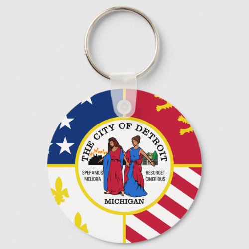 Flag of Detroit Michigan Keychain