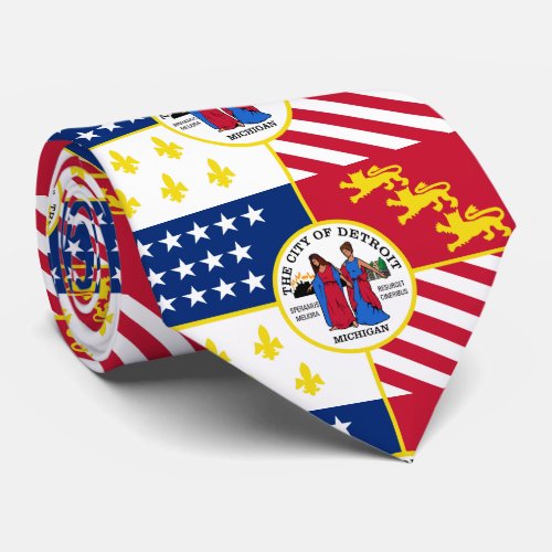 Flag of Detroit Michigan Neck Tie