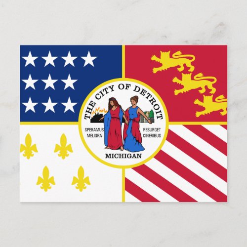 Flag of Detroit Michigan Postcard