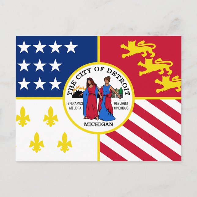 Flag of Detroit, Michigan Postcard (Front)