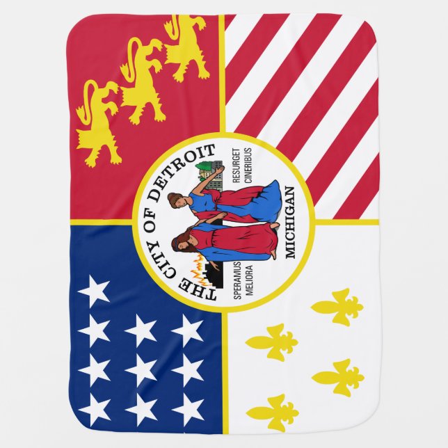 Flag of Detroit, Michigan Receiving Blanket (Front)