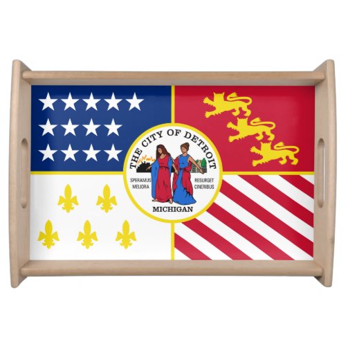 Flag of Detroit Michigan Serving Tray