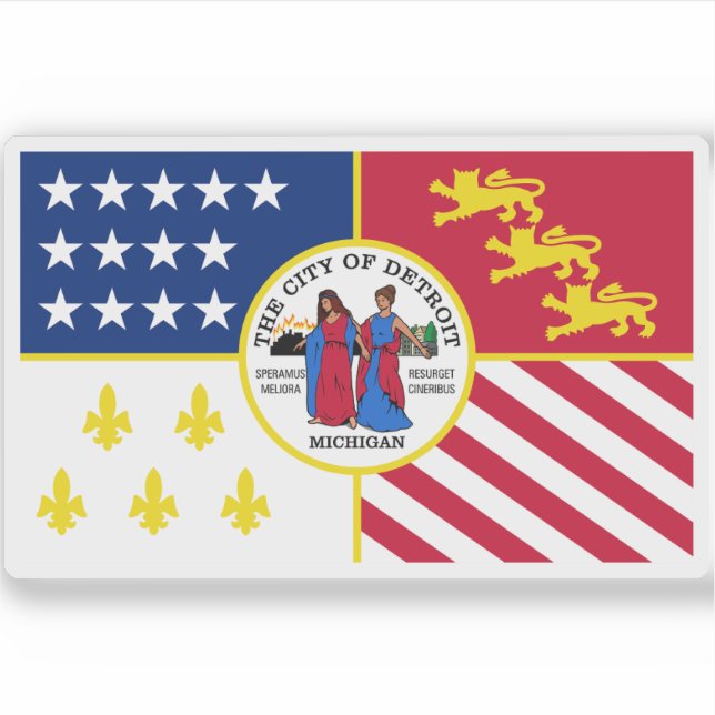 Flag of Detroit, Michigan, USA Sticker (Front)