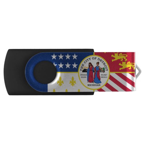 Flag of Detroit, Michigan USB Flash Drive