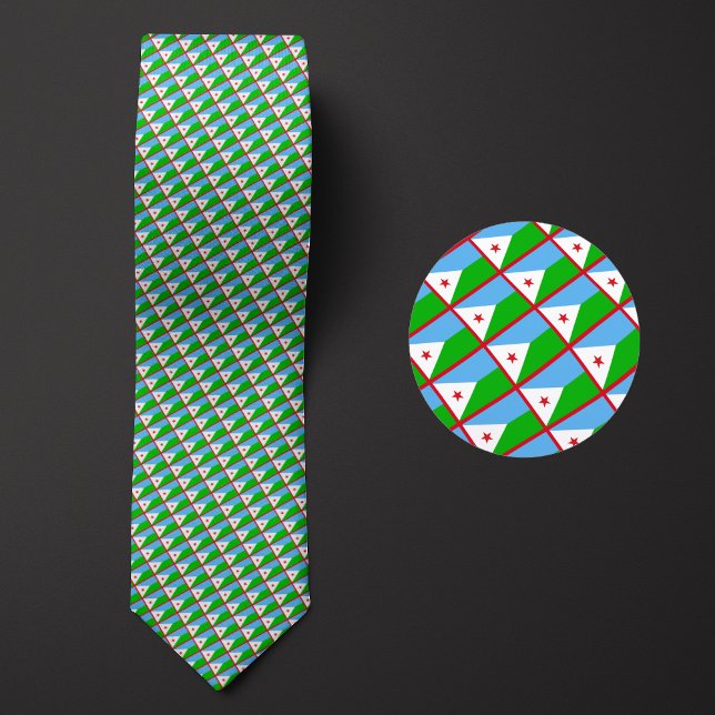 Flag of Djibouti Pattern Neck Tie (Creator Uploaded)