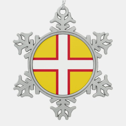 Flag of Dorset Snowflake Pewter Christmas Ornament