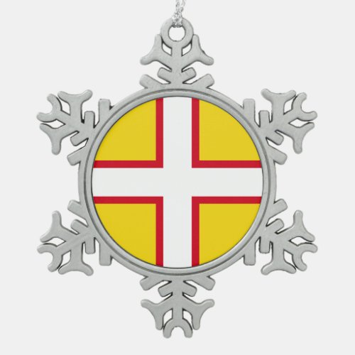 Flag of Dorset Snowflake Pewter Christmas Ornament