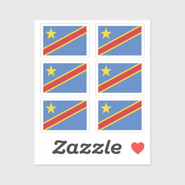 Flag of DR Congo Collection pack of 6 Sticker (Sheet)