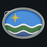 Flag of Duluth, Minnesota Belt Buckle<br><div class="desc">Belt Buckle with a design with the flag of Duluth,  Minnesota. A blue,  green,  and white flag with a yellow star</div>