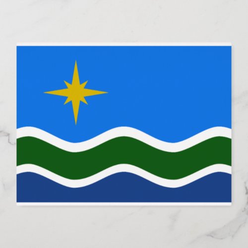 Flag of Duluth Minnesota Foil Holiday Postcard