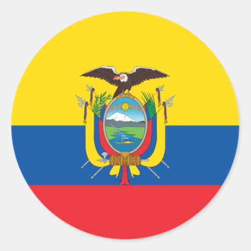 Flag of Ecuador _ Bandera de Ecuador Classic Round Sticker