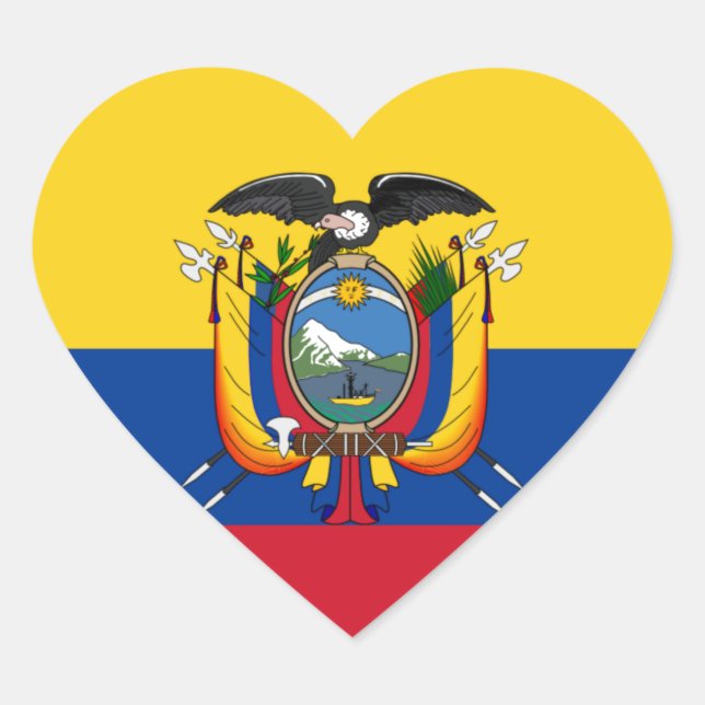 Flag of Ecuador Heart Sticker (Front)