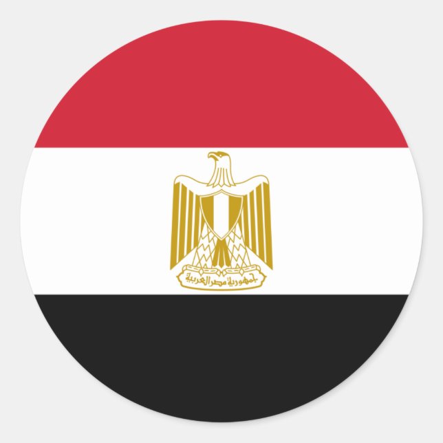 Flag of Egypt - علم مصر - Egyptian Flag Classic Round Sticker (Front)