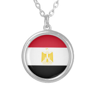 Flag of Egypt Silver Plated Necklace