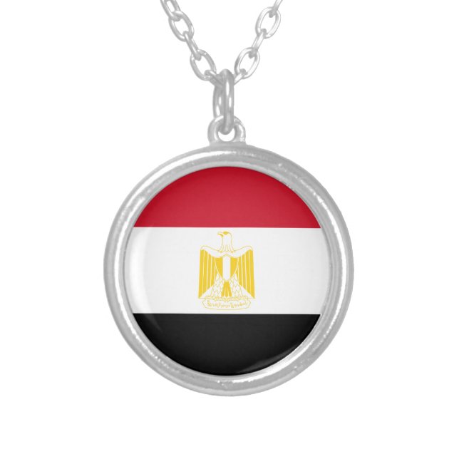 Flag of Egypt Silver Plated Necklace (Front)