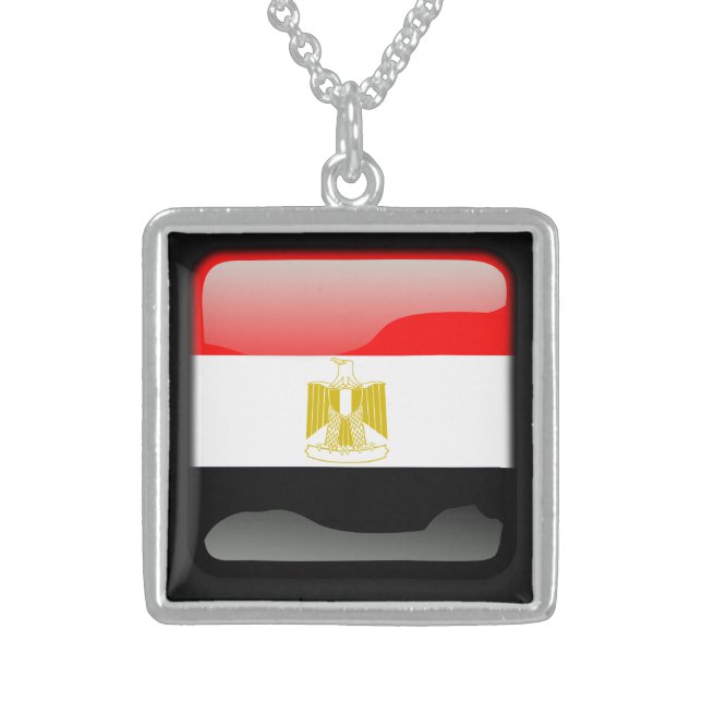 Flag of Egypt Sterling Silver Necklace (Front)
