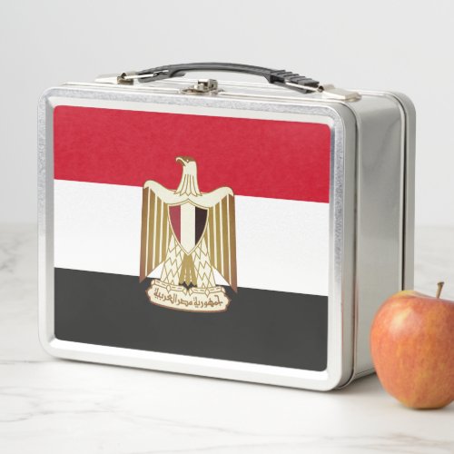 Flag of Egypt with larger coat of arms Metal Lunch Box