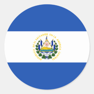Flag of El Salvador - Bandera de El Salvador Classic Round Sticker