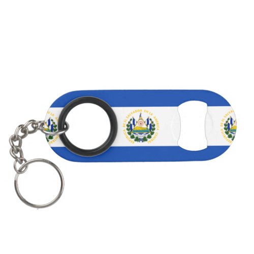 Flag of El Salvador National Coat of Arms Keychain Bottle Opener