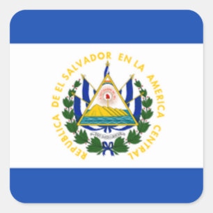Flag of El Salvador, National Coat of Arms Square Sticker