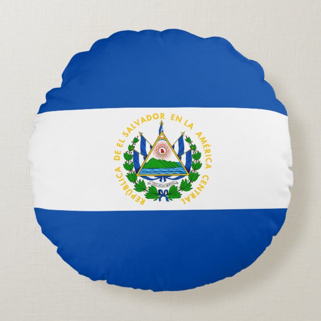 Flag of El Salvador Round Pillow (Front)